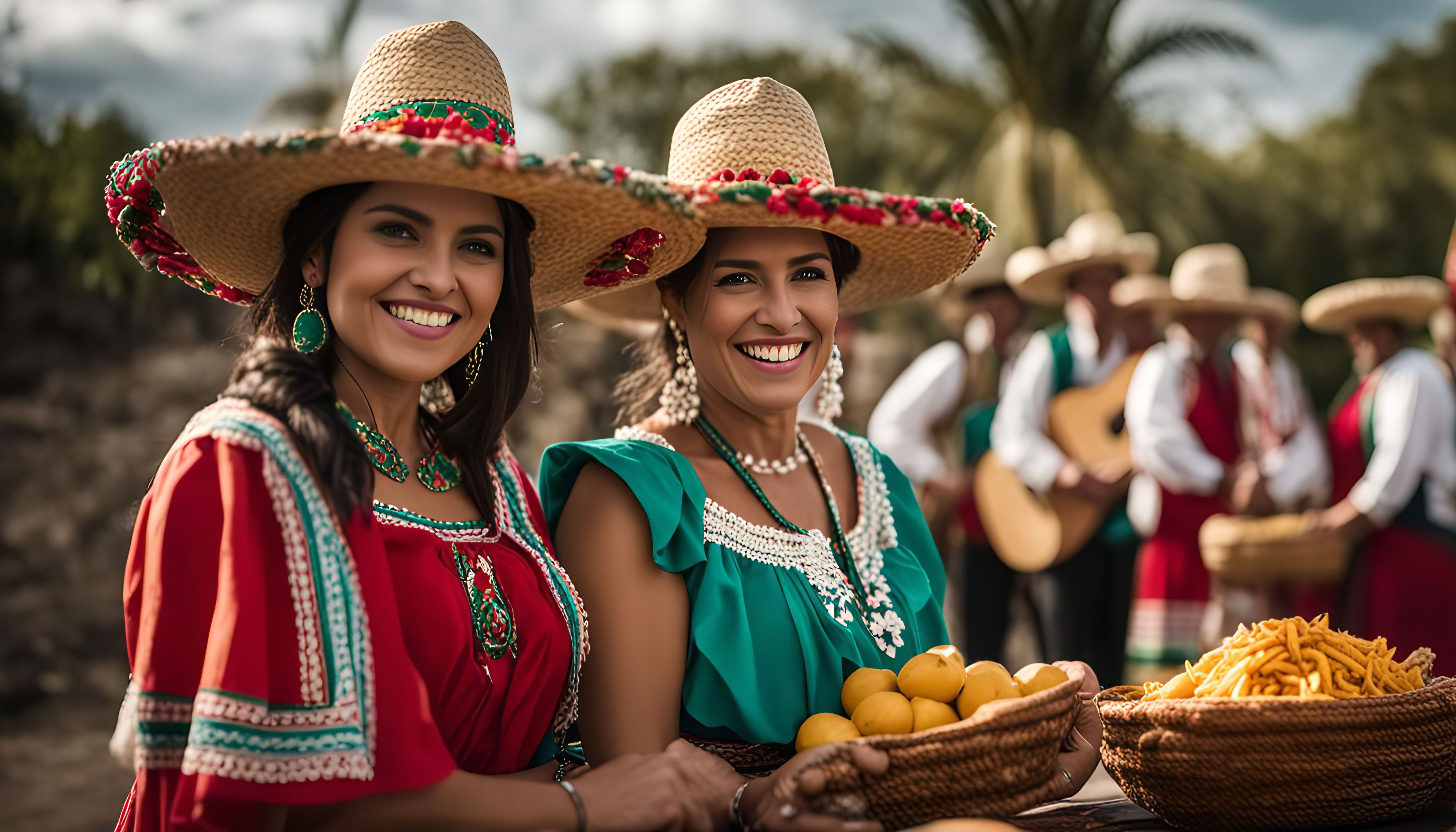 Femmes en tenue traditionnelle mexicaine lors d’un voyage Mexique tout inclus axé sur la découverte de la culture locale.